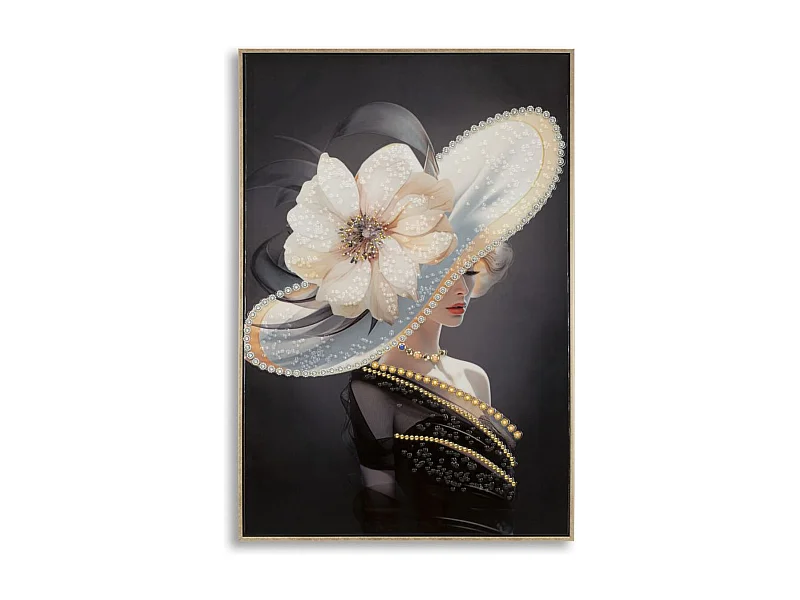 Afdrukken op Canvas Vrouw met bloem, Veelkleurig, 62x4x92 cm, Epikasa