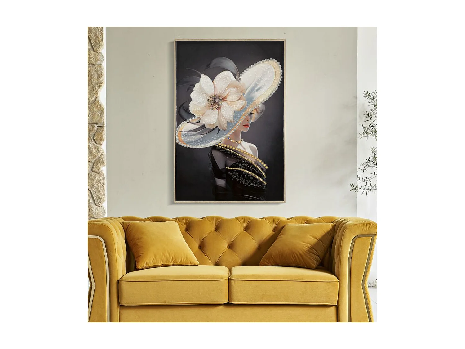 Impressão em Tela Mulher com flor, Multicolorido, 62x4x92 cm, Epikasa