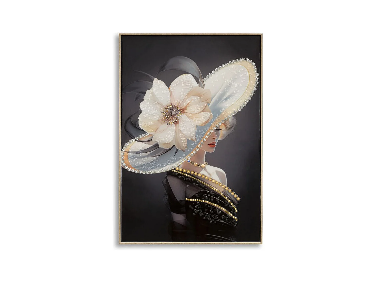 Impression sur Toile Femme à la fleur, Multicouleur, 62x4x92 cm, Epikasa