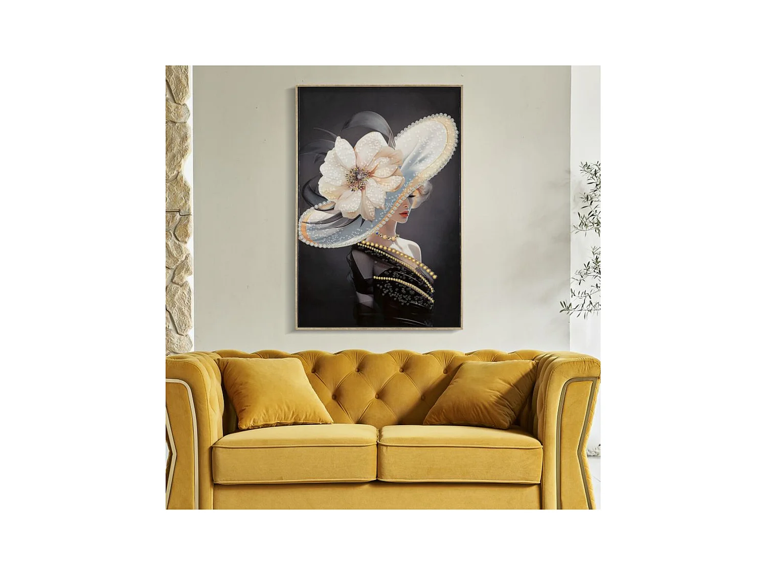 Afdrukken op Canvas Vrouw met bloem, Veelkleurig, 62x4x92 cm, Epikasa