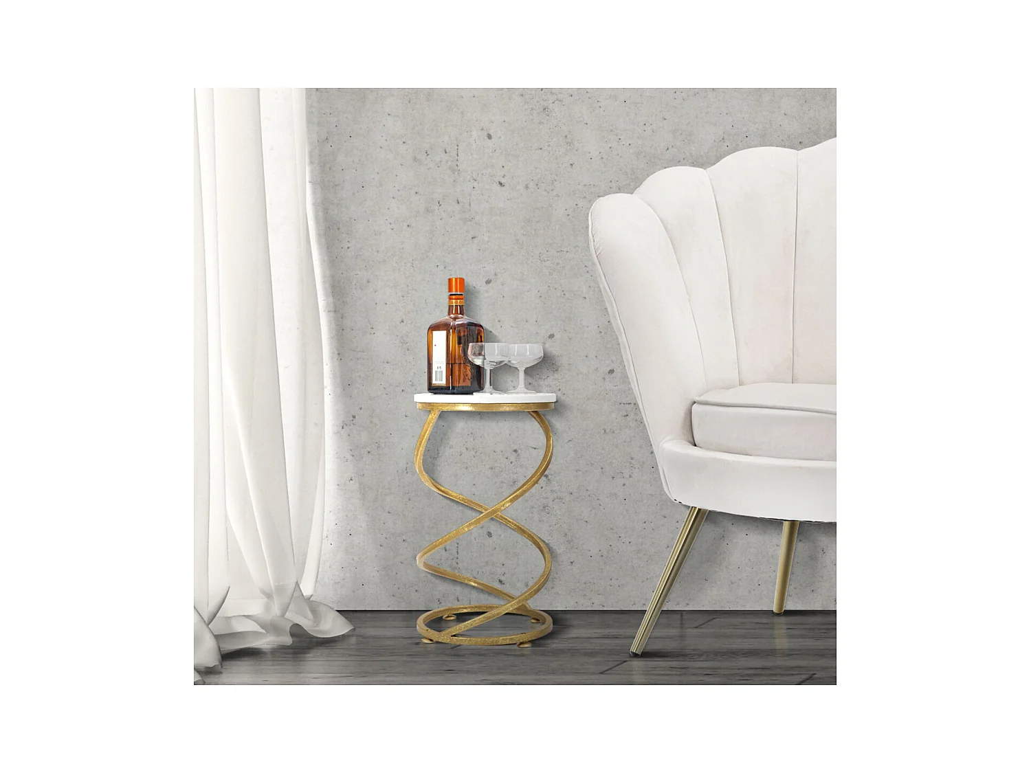 Stolik Kawowy MF533, Złoto, 27,5x27,5x47,5 cm, Epikasa