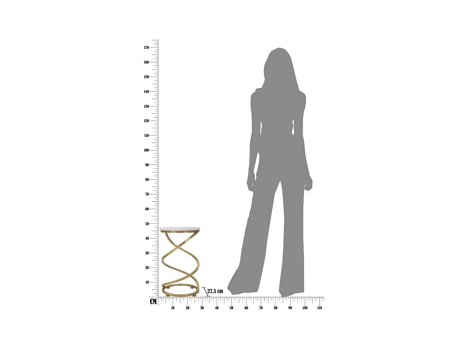 Stolik Kawowy MF533, Złoto, 27,5x27,5x47,5 cm, Epikasa