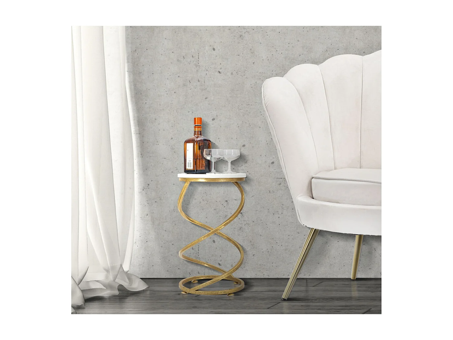 Table d'Appoint MF533, Or, 27,5x27,5x47,5 cm, Seven Design