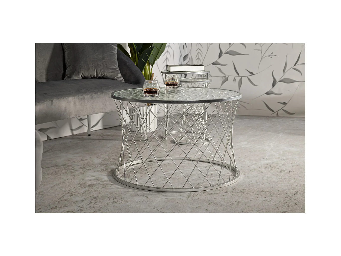 Table d'Appoint MF571, Argent, 70x70x45 cm, Seven Design
