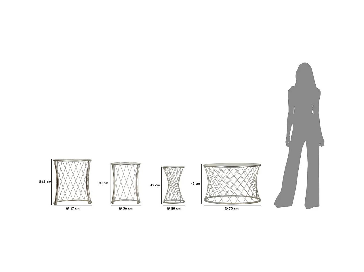 Table d'Appoint MF571, Argent, 70x70x45 cm, Seven Design