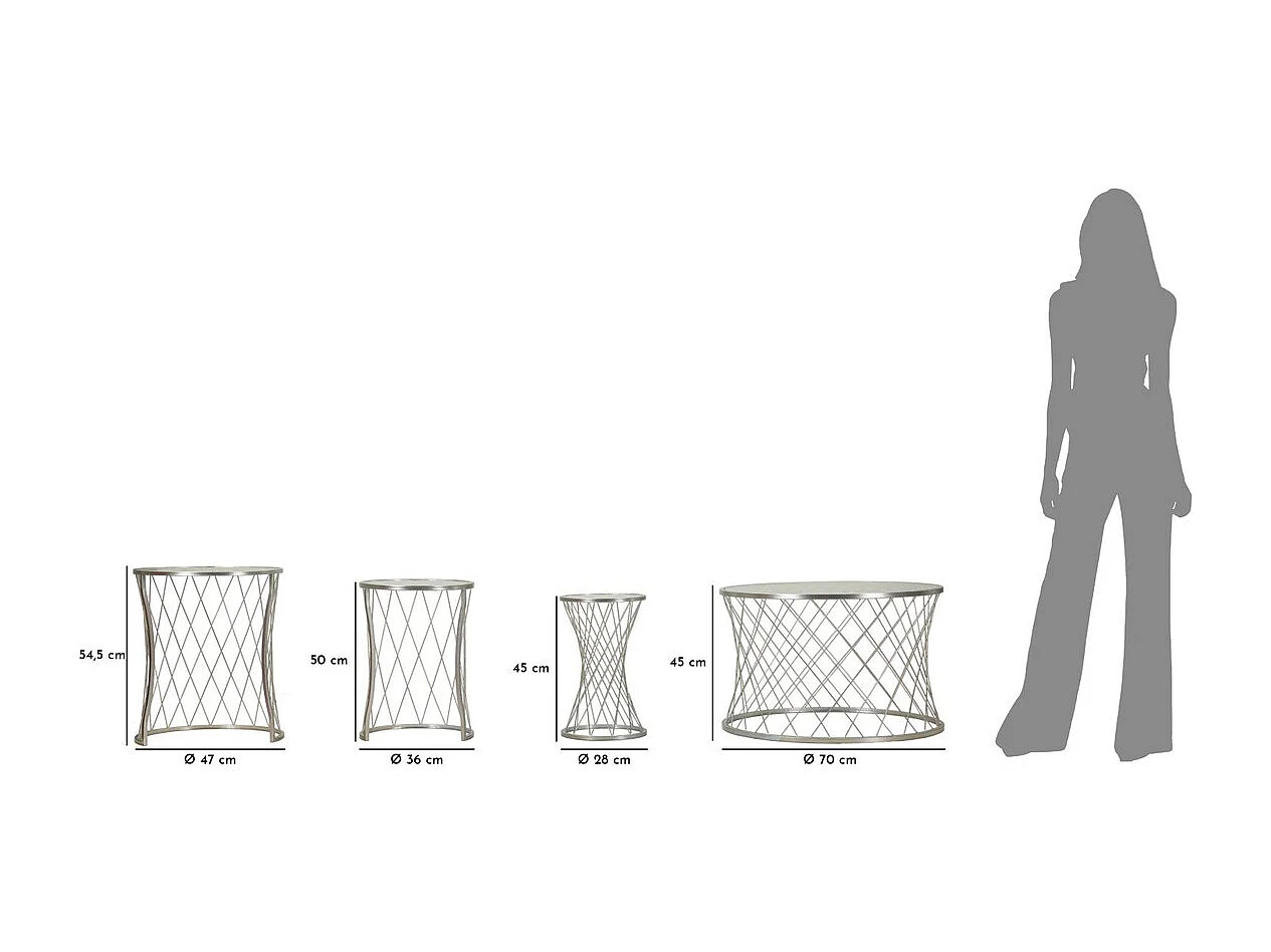 Mesa de Centro MF571, Plata, 70x70x45 cm, Seven Design