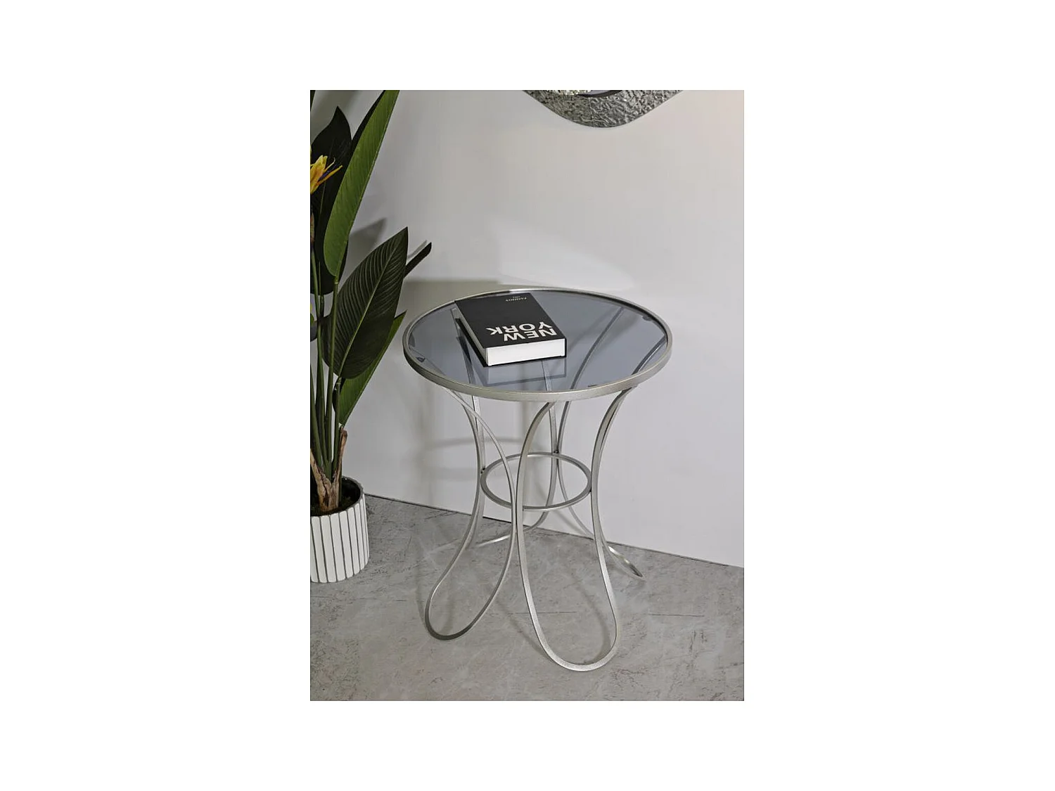 Tavolino MF564, Argento, 56x56x68 cm, Epikasa