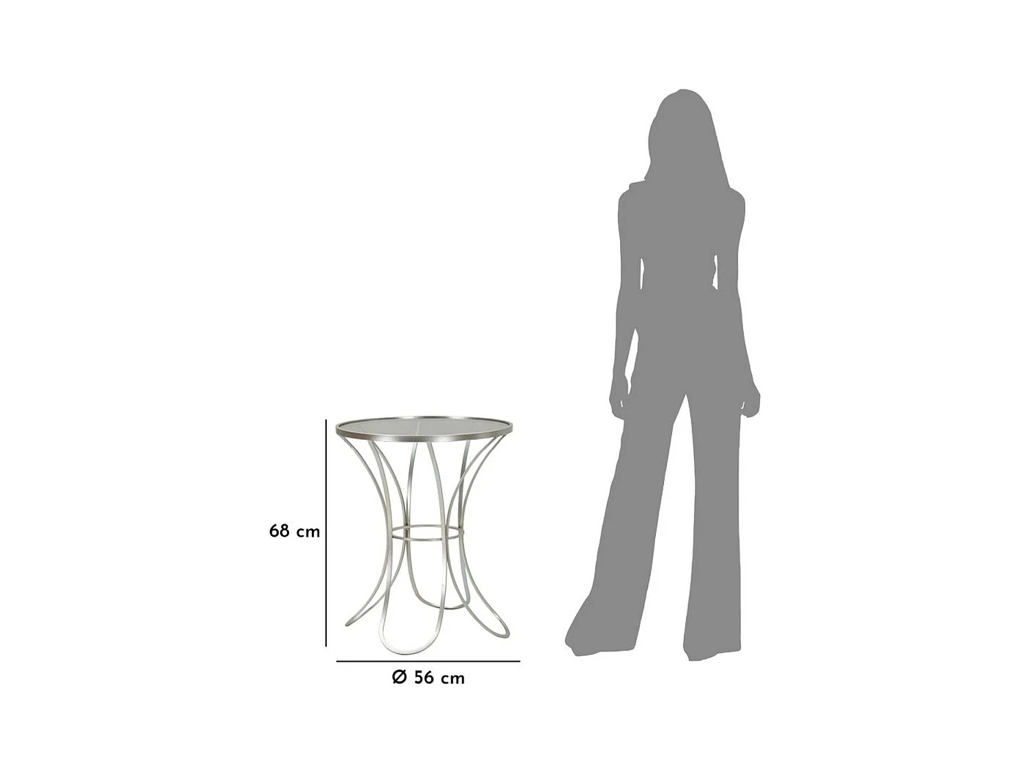 Tavolino MF564, Argento, 56x56x68 cm, Epikasa