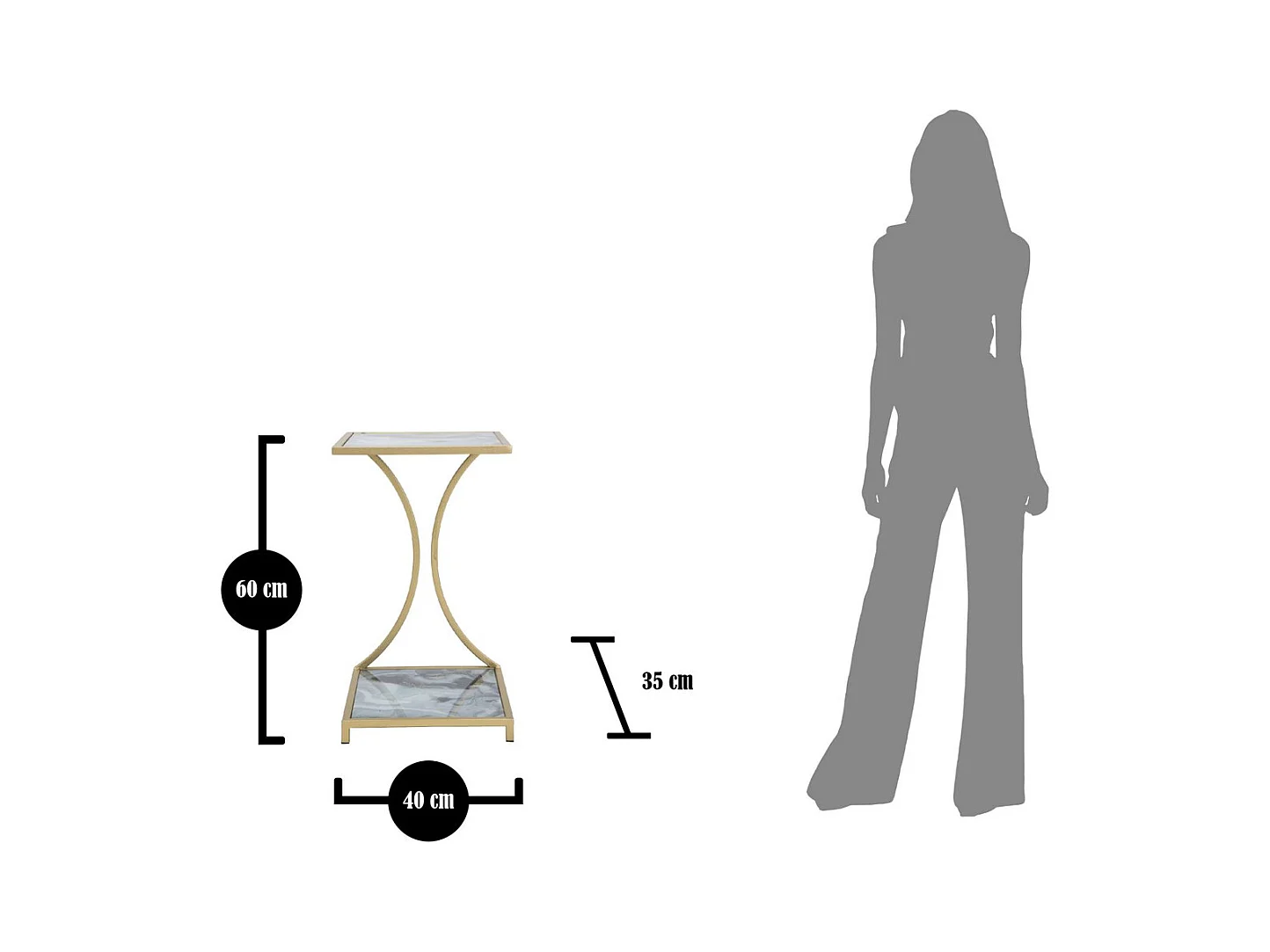 Stolik Kawowy MF543, Złoto, 40x35x60 cm, Epikasa