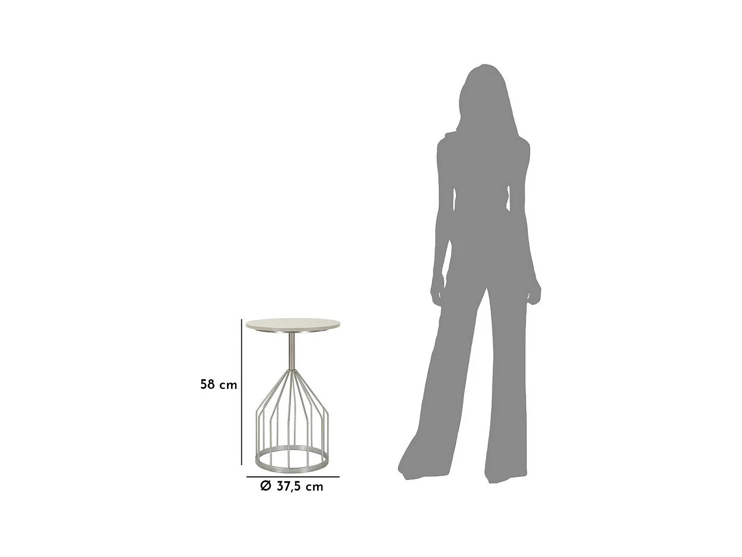 Koffietafel MF532, Zilver, 37,5x37,5x58 cm, Epikasa