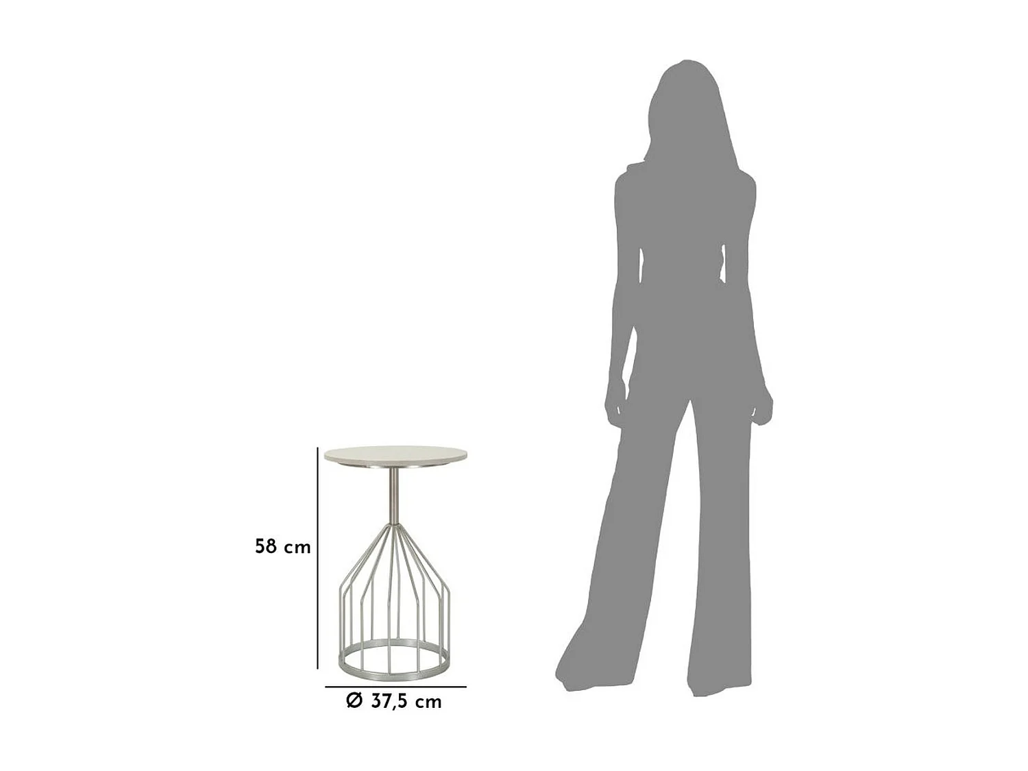 Stolik Kawowy MF532, Srebrny, 37,5x37,5x58 cm, Seven Design