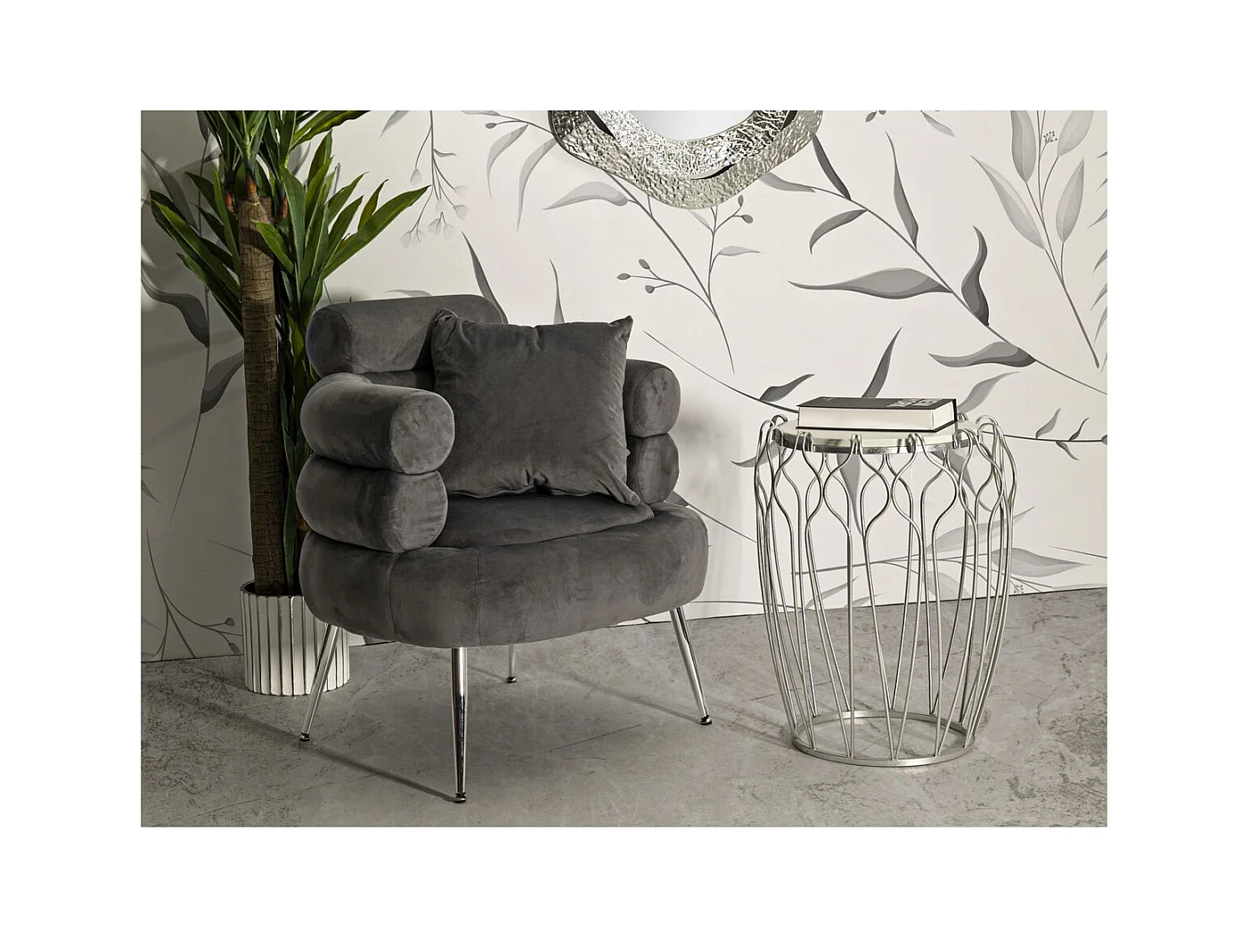 Tavolino MF530, Argento, 47,5x47,5x61,5 cm, Epikasa