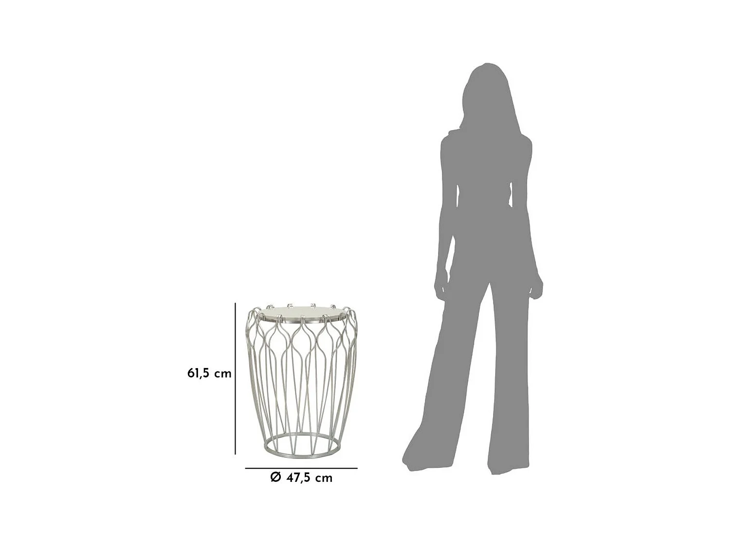 Koffietafel MF530, Zilver, 47,5x47,5x61,5 cm, Epikasa