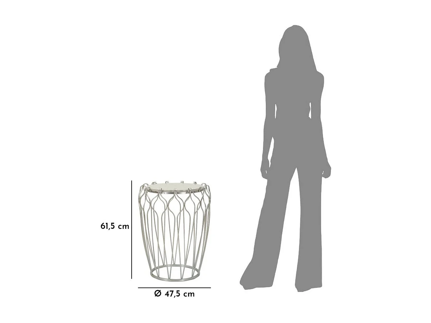 Stolik Kawowy MF530, Srebrny, 47,5x47,5x61,5 cm, Seven Design