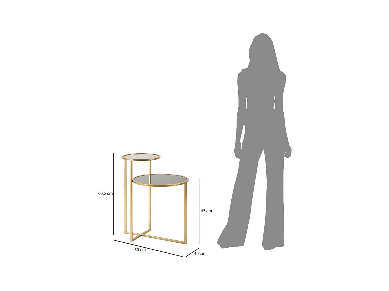 Stolik Kawowy MF570, Złoto, 50x40x60,5 cm, Epikasa