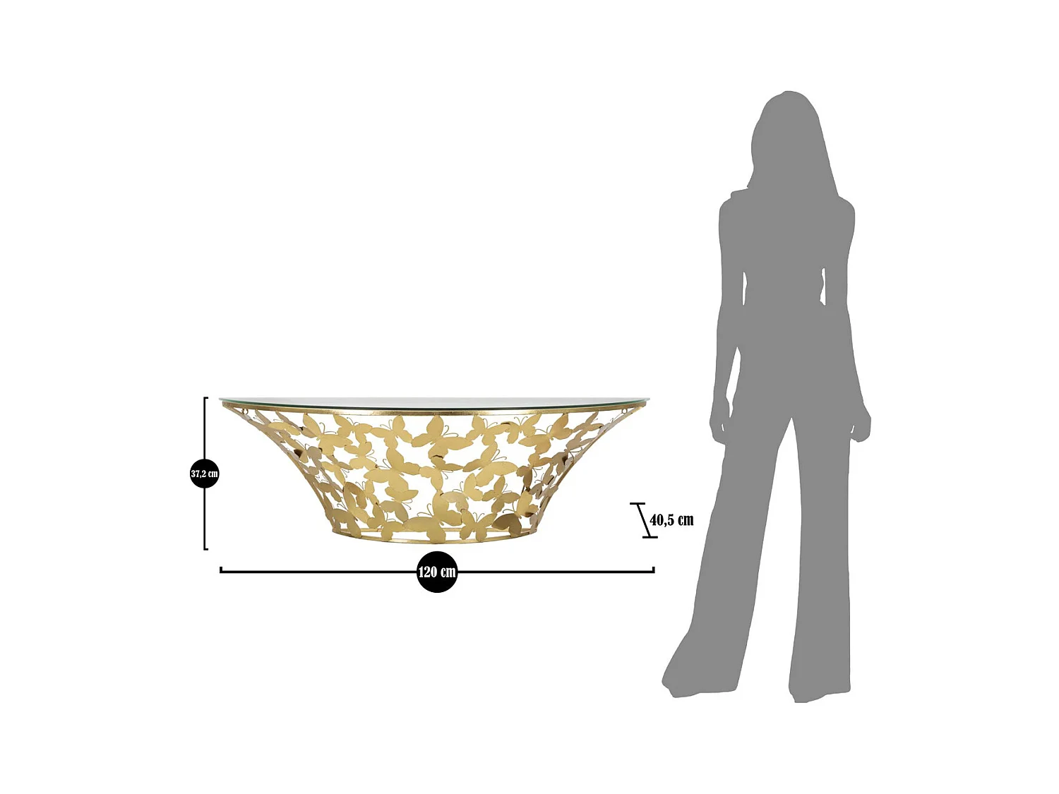 Tavolino MF554, Oro, 120x40,5x37,2 cm, Epikasa
