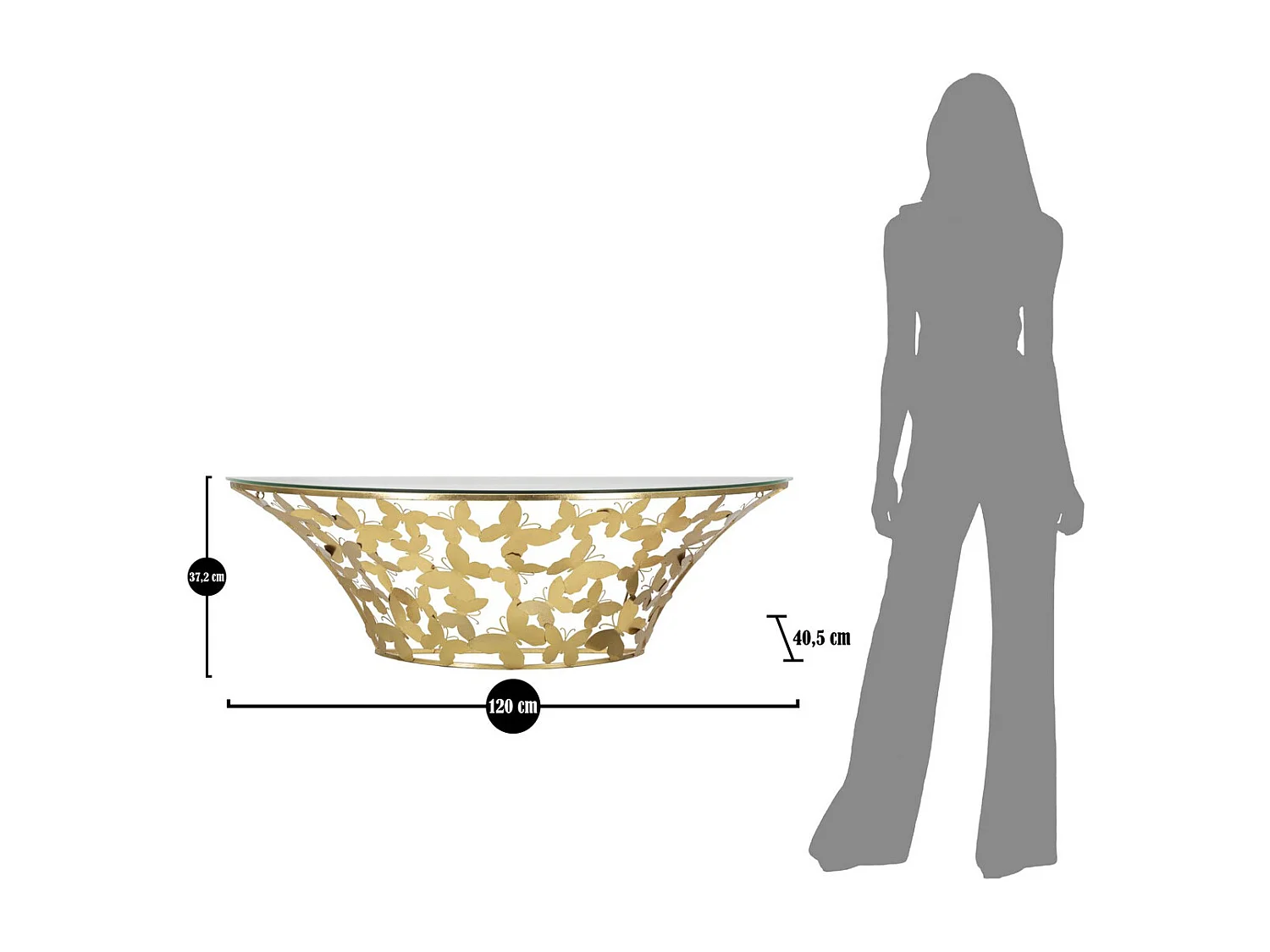 Mesa de Centro MF554, Oro, 120x40,5x37,2 cm, Epikasa