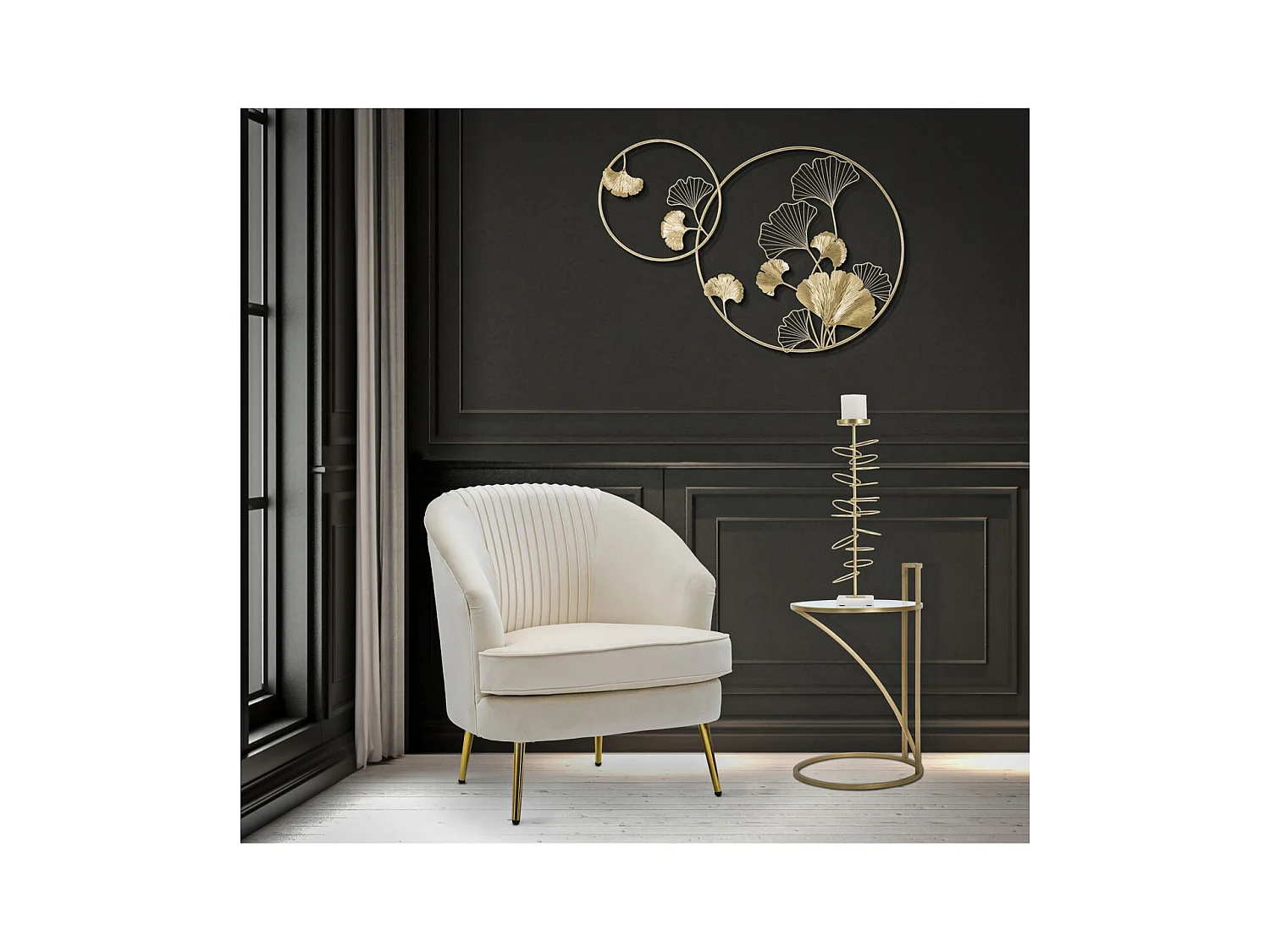 Table d'Appoint MF547, Or, 38x38x61 cm, Seven Design