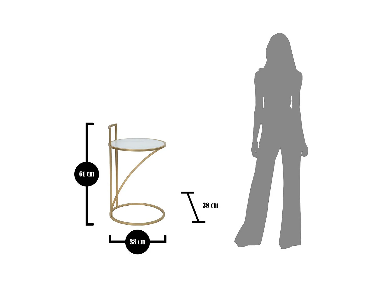 Table d'Appoint MF547, Or, 38x38x61 cm, Seven Design