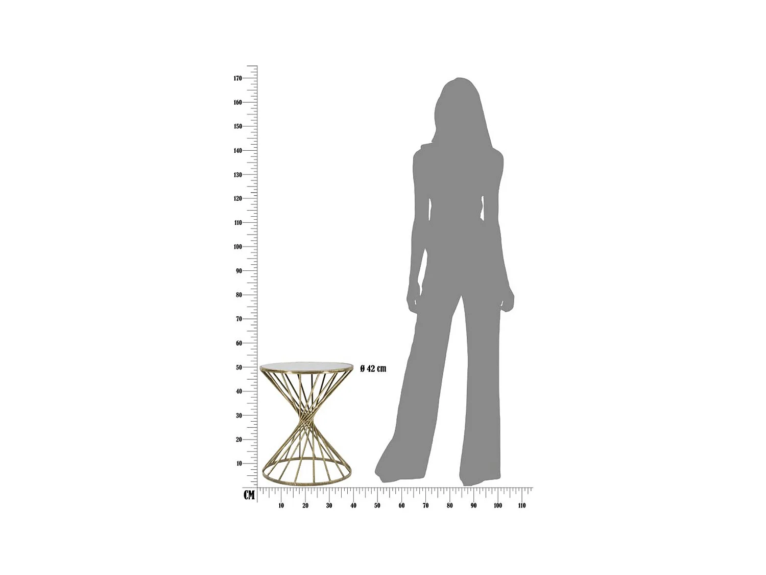 Table d'Appoint MF549, Or, 42x42x50 cm, Seven Design