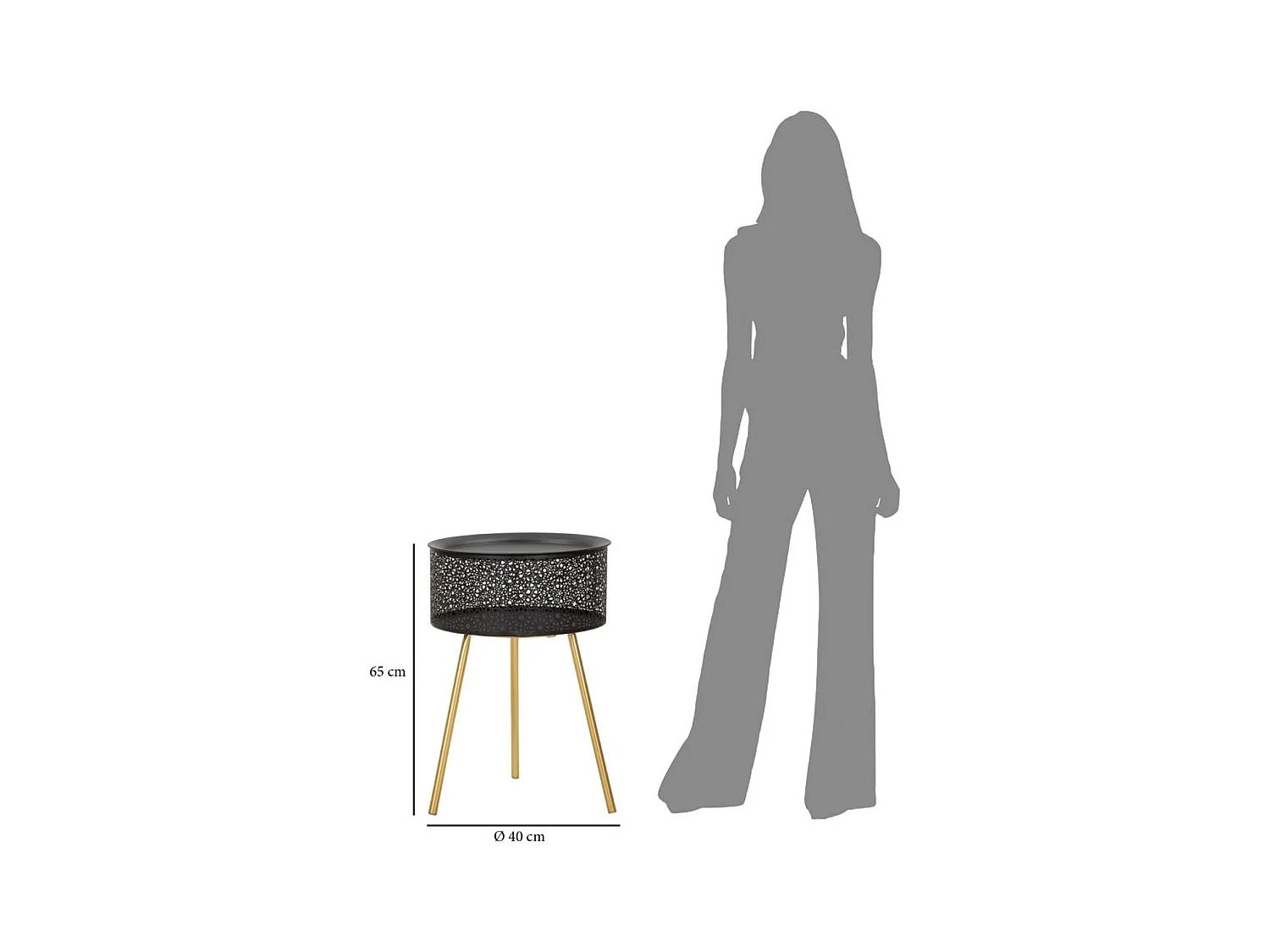 Koffietafel MF521, Zwart, 40x40x65 cm, Epikasa