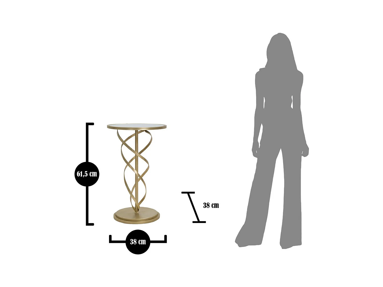 Stolik Kawowy MF546, Złoto, 38x38x61,5 cm, Epikasa
