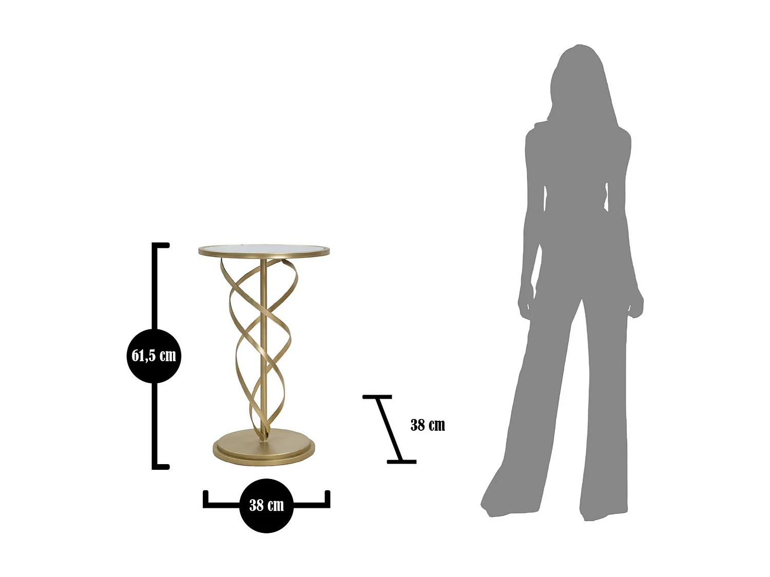 Table d'Appoint MF546, Or, 38x38x61,5 cm, Seven Design