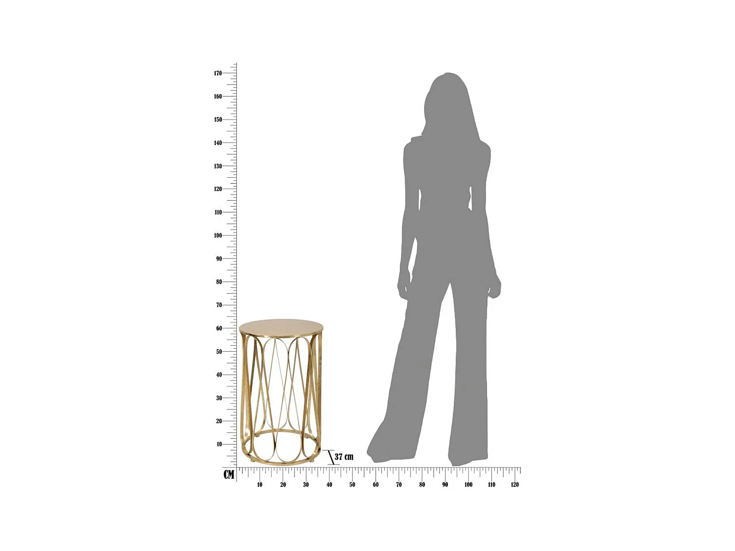 Mesa de Centro MF520, Ouro, 37x37x58 cm, Epikasa