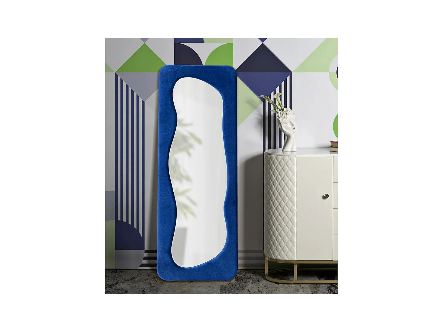 Ingelijste Spiegel MF461, Blauw, 40x4x160 cm, Epikasa