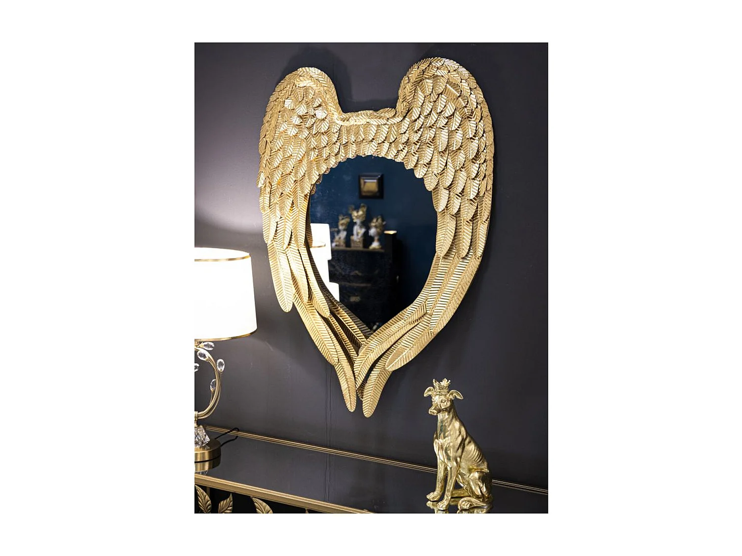 Ingelijste Spiegel Vleugels 5, Goud, 99x2,5x72 cm, Seven Design