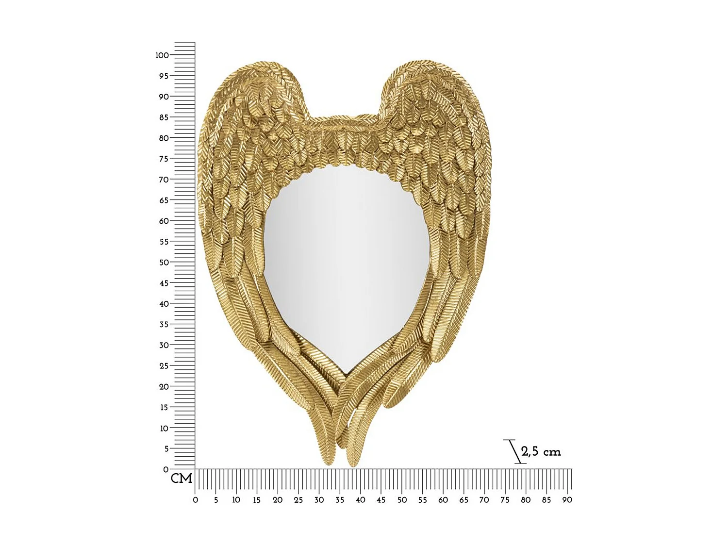 Ingelijste Spiegel Vleugels 5, Goud, 99x2,5x72 cm, Seven Design