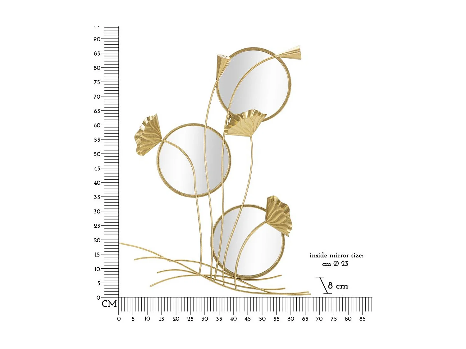 Ingelijste Spiegel MF499, Goud, 65x8x88 cm, Seven Design