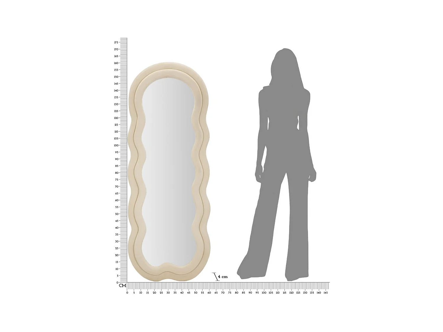 Specchio con Cornice Onde, Beige, 60x4x160 cm, Epikasa