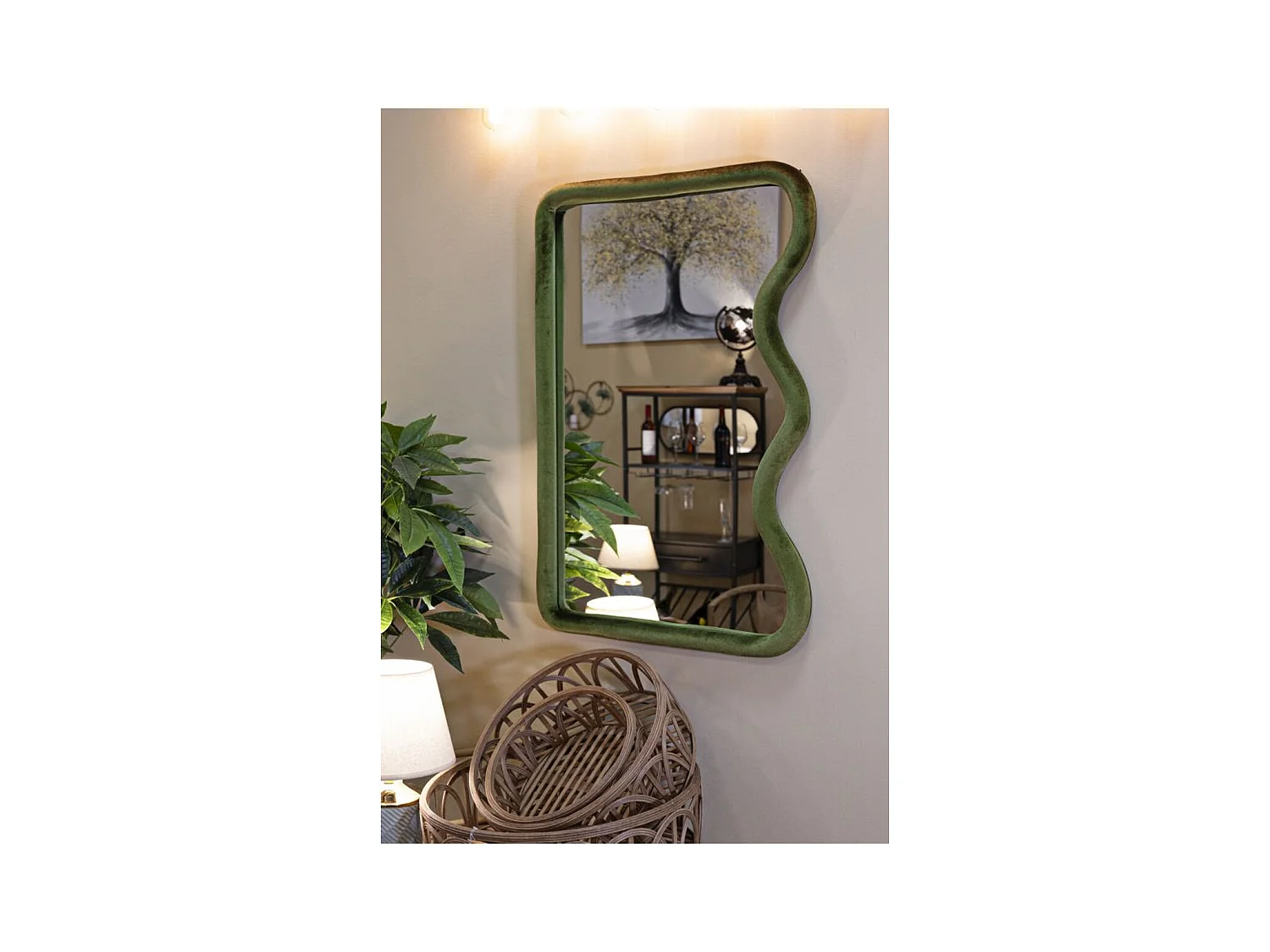 Ingelijste Spiegel Teneinde 5, Groen, 60x4x90 cm, Epikasa