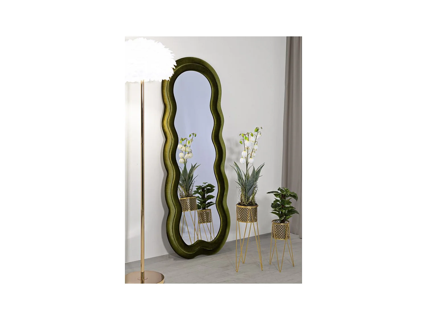 Specchio con Cornice Onde 1, Verde, 60x4x160 cm, Epikasa