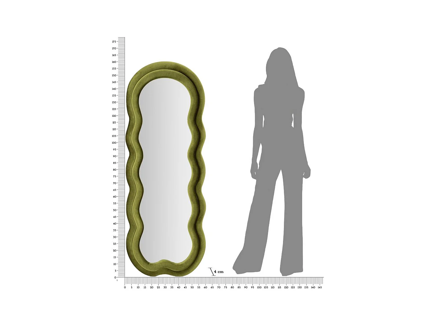 Specchio con Cornice Onde 1, Verde, 60x4x160 cm, Epikasa