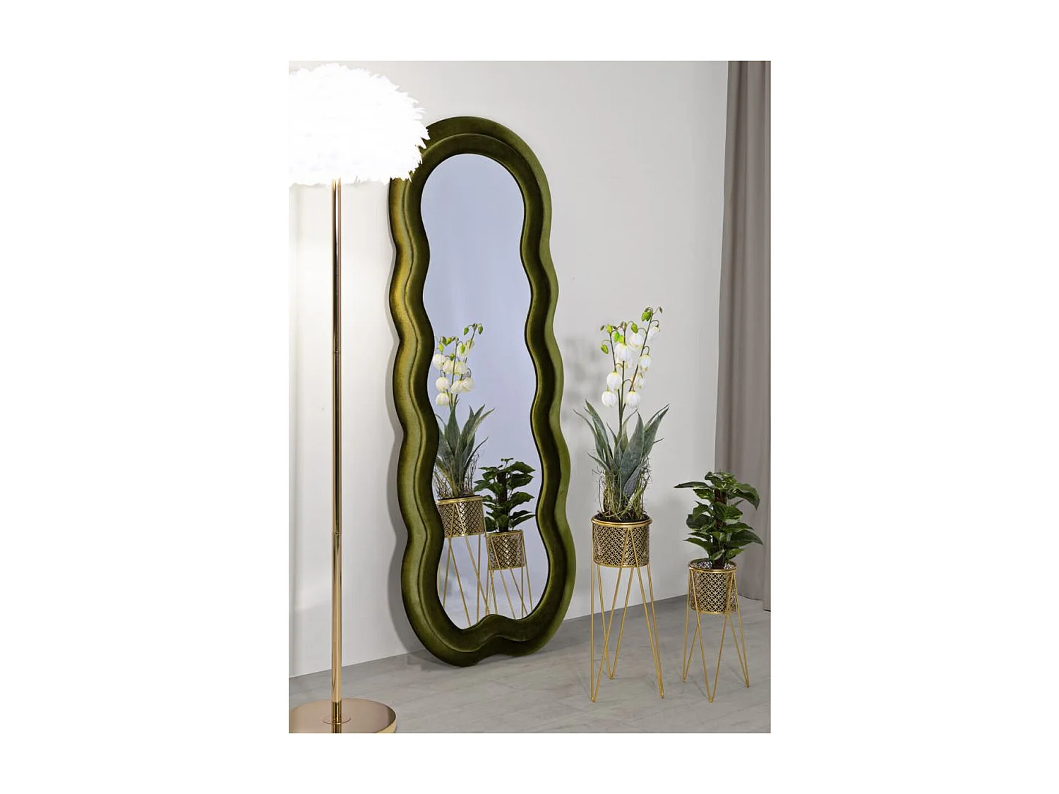 Espelho com Moldura Ondas 1, Verde, 60x4x160 cm, Epikasa