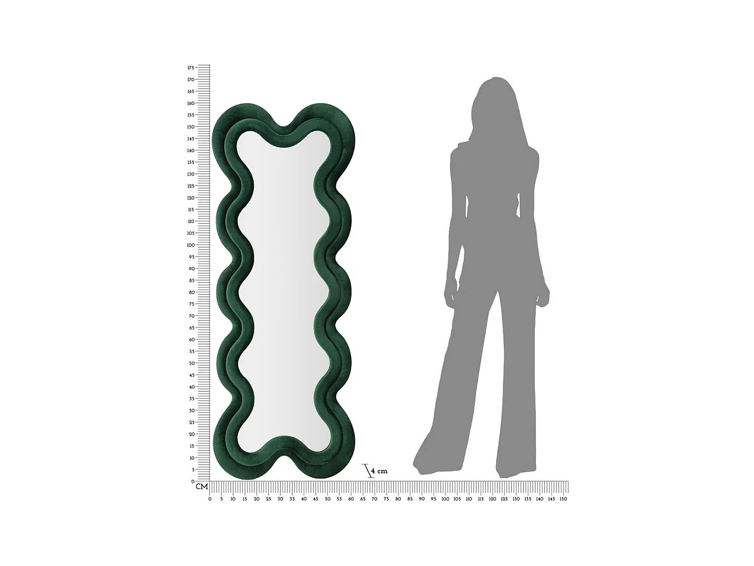 Specchio con Cornice Onde 4, Verde, 58x4x160 cm, Epikasa