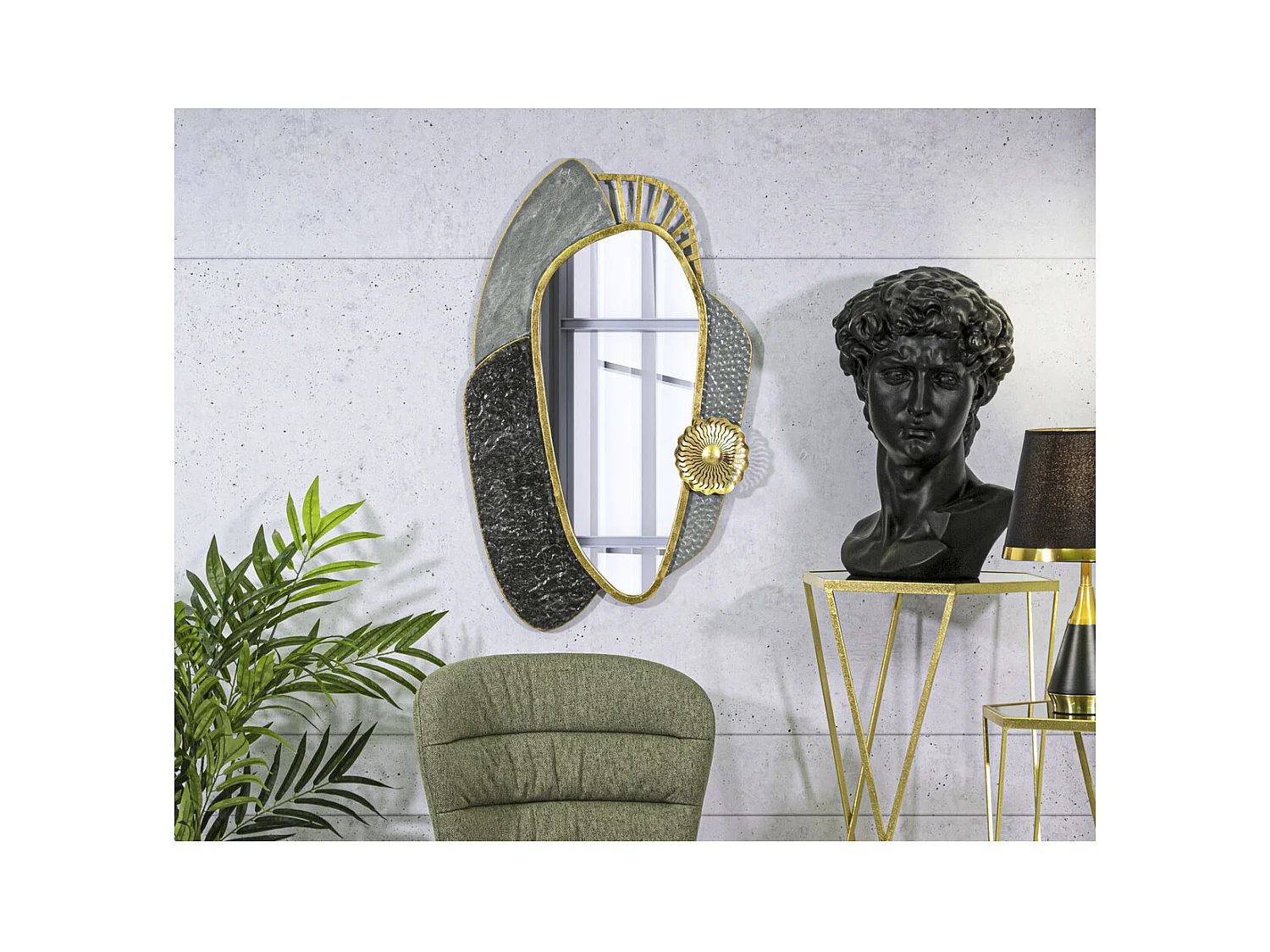 Espelho com Moldura Geométrica 17, Cinzento, 55,9x5,7x90,8 cm, Epikasa