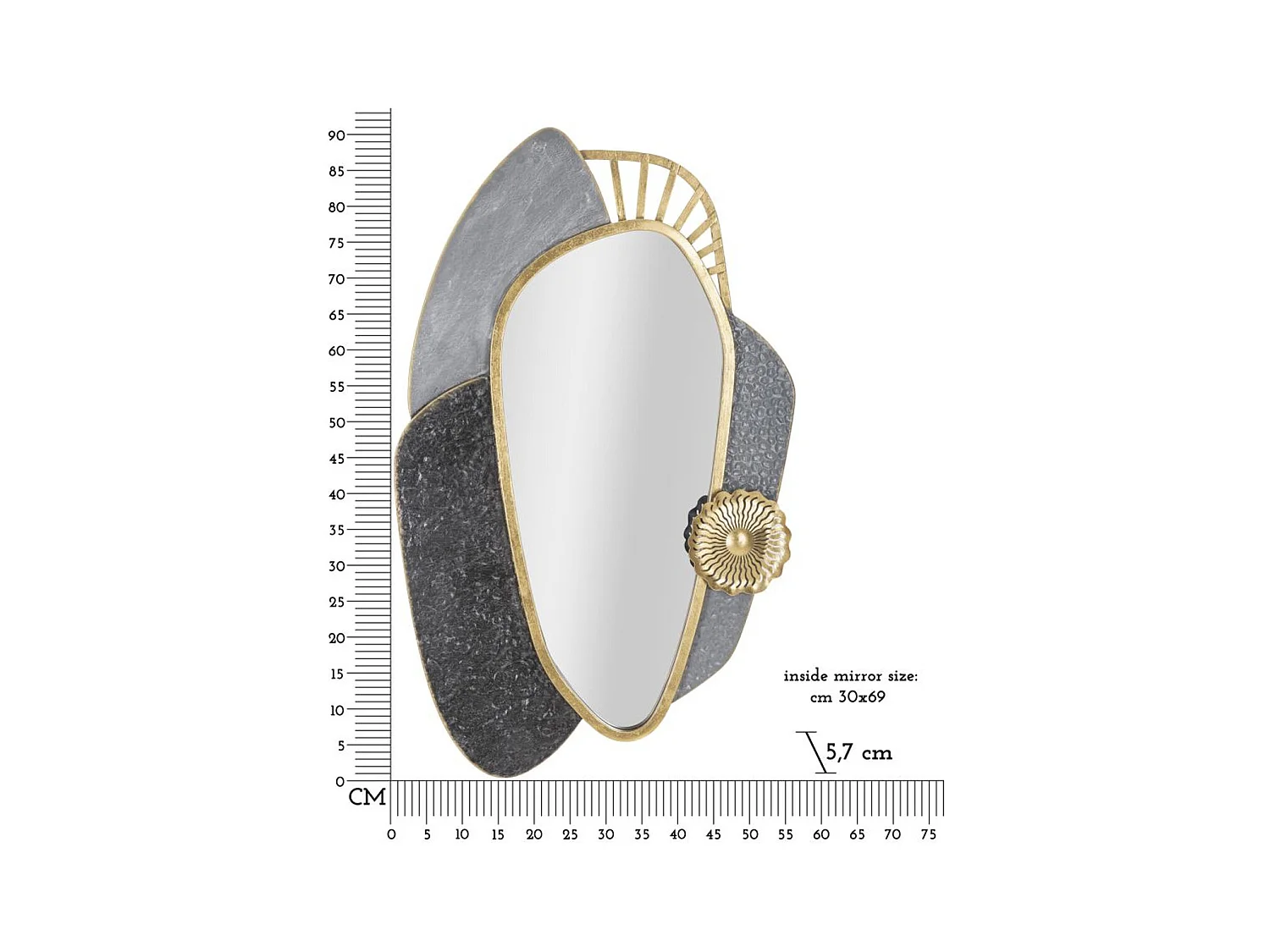 Espelho com Moldura Geométrica 17, Cinzento, 55,9x5,7x90,8 cm, Epikasa
