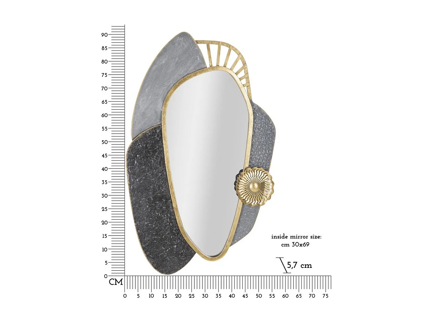 Lustro w Ramie Geometryczny 17, Szary, 55,9x5,7x90,8 cm, Seven Design