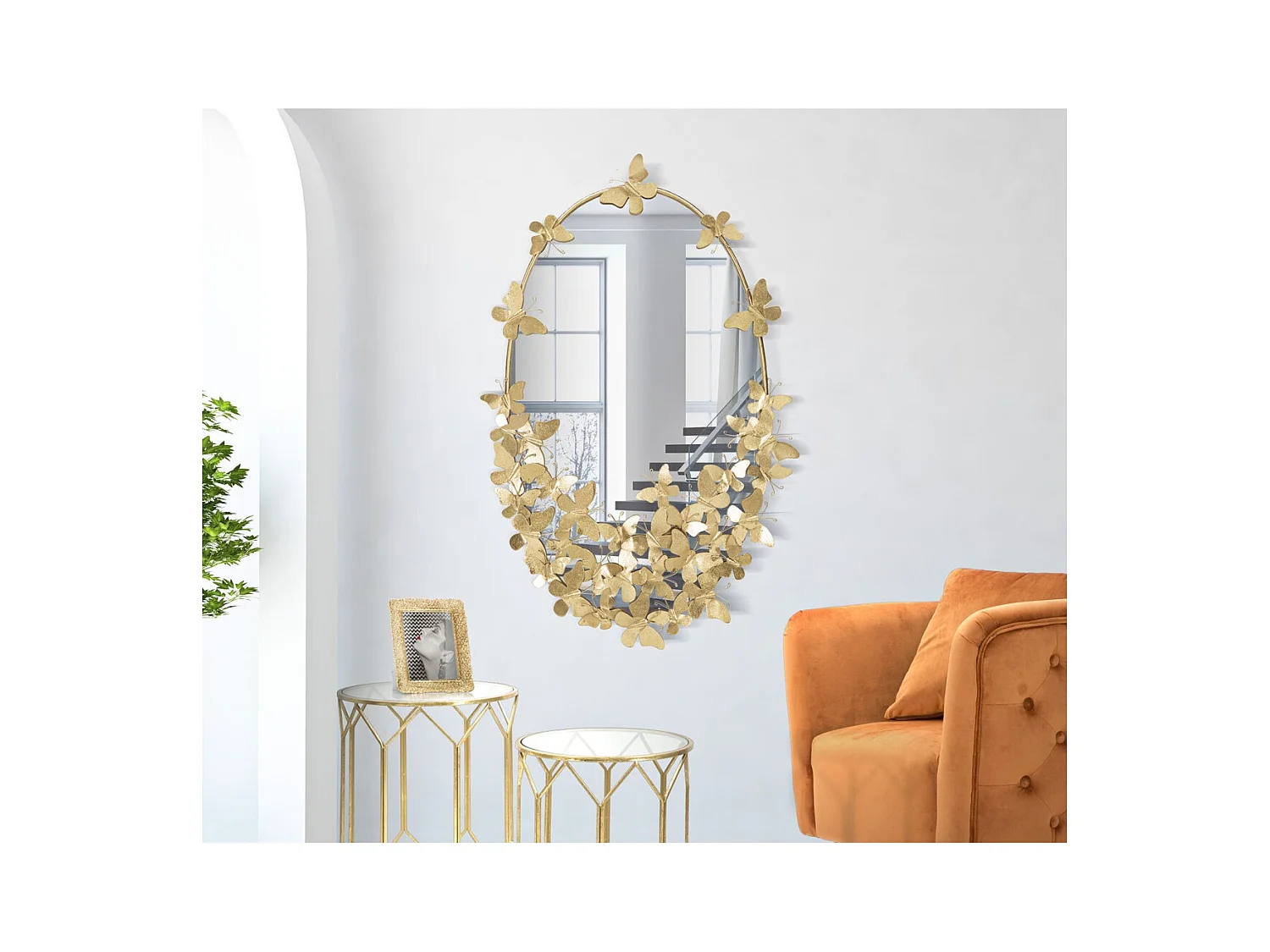 Miroir avec Cadre Papillon 32, Or, 59x3x89,5 cm, Epikasa