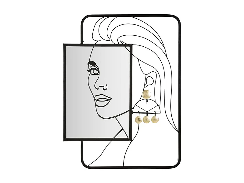 Miroir avec Cadre MF508, Noir, 64,8x3,8x85 cm, Epikasa