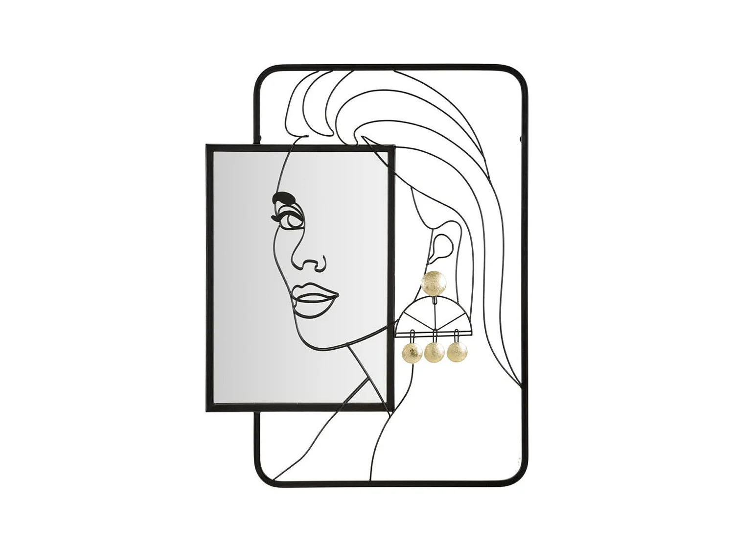 Ingelijste Spiegel MF508, Zwart, 64,8x3,8x85 cm, Epikasa