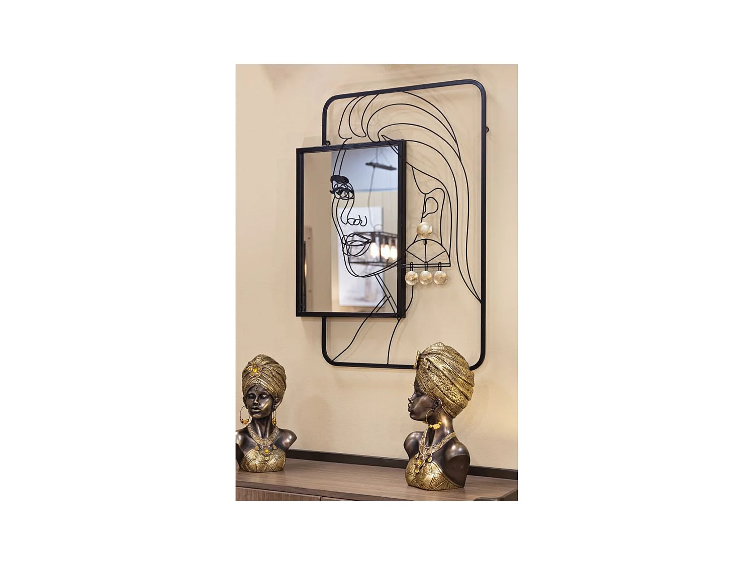 Ingelijste Spiegel MF508, Zwart, 64,8x3,8x85 cm, Epikasa