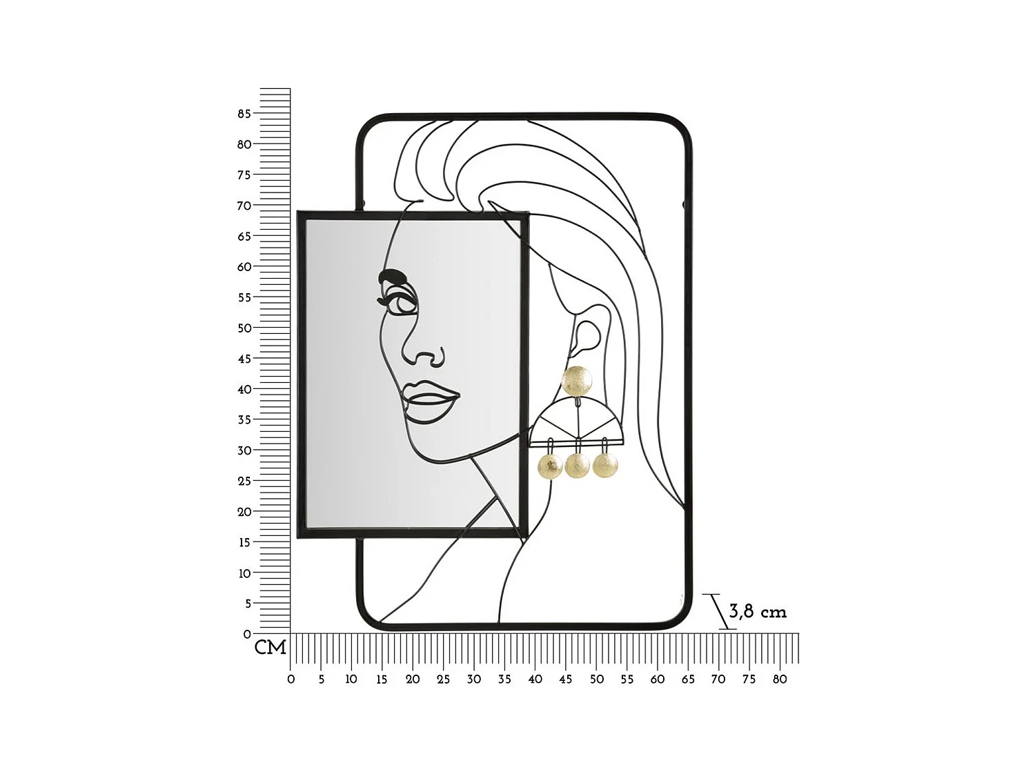 Ingelijste Spiegel MF508, Zwart, 64,8x3,8x85 cm, Epikasa