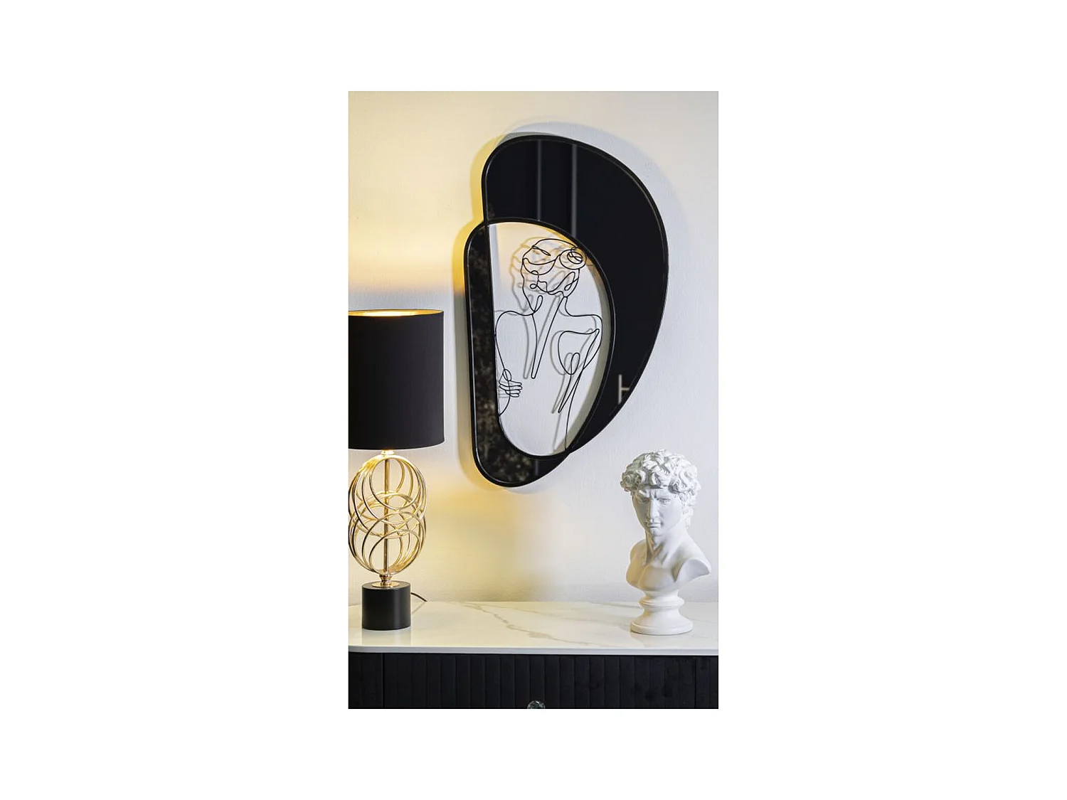 Ingelijste Spiegel MF510, Zwart, 40,6x3,2x70,5 cm, Epikasa