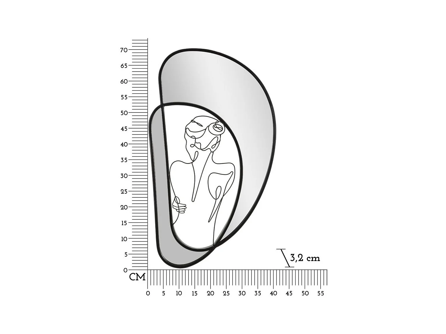 Ingelijste Spiegel MF510, Zwart, 40,6x3,2x70,5 cm, Epikasa