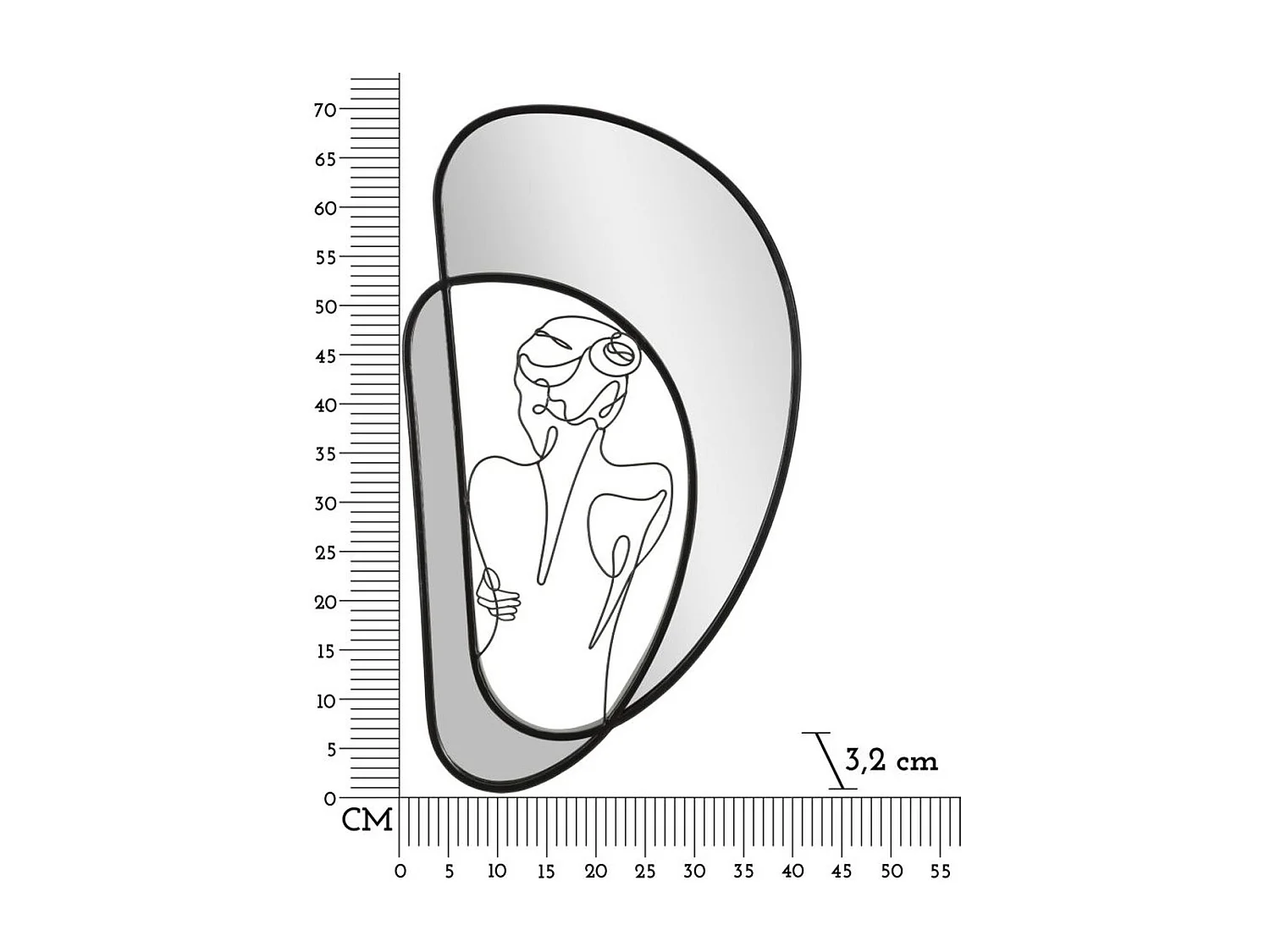 Lustro w Ramie MF510, Czarny, 40,6x3,2x70,5 cm, Seven Design