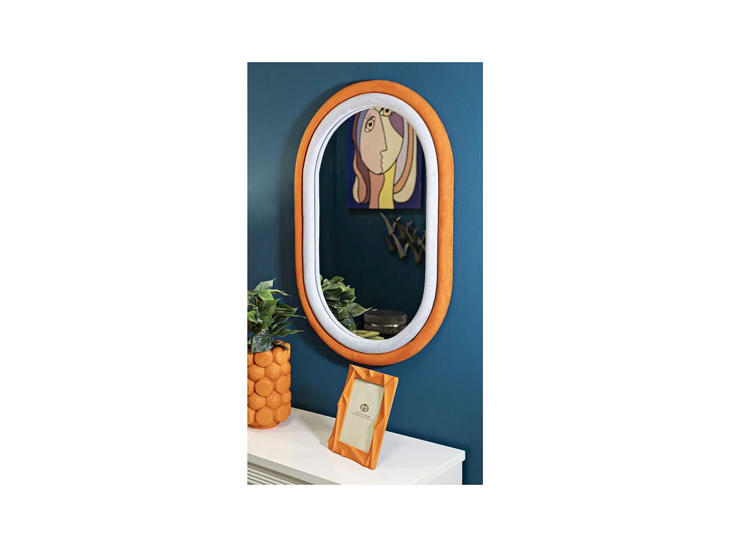 Espelho com Moldura MF469, Laranja, 60x4x90 cm, Epikasa